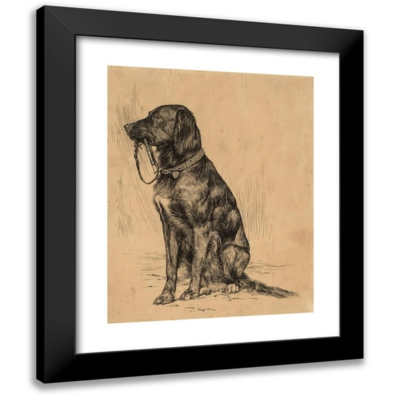 Arthur Bowen Davies 12x14 Black Modern Framed Museum Art Print Titled - Aldrich's Dog (Late 1880s)
