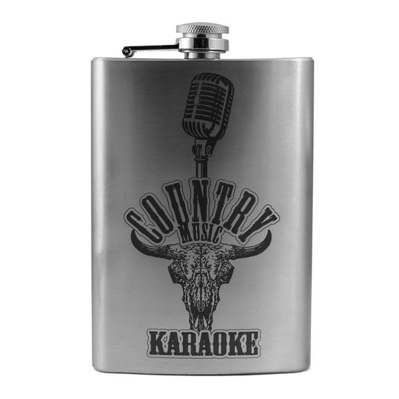 8oz Country Music Karaoke Flask L1 Fun Silly Novelty
