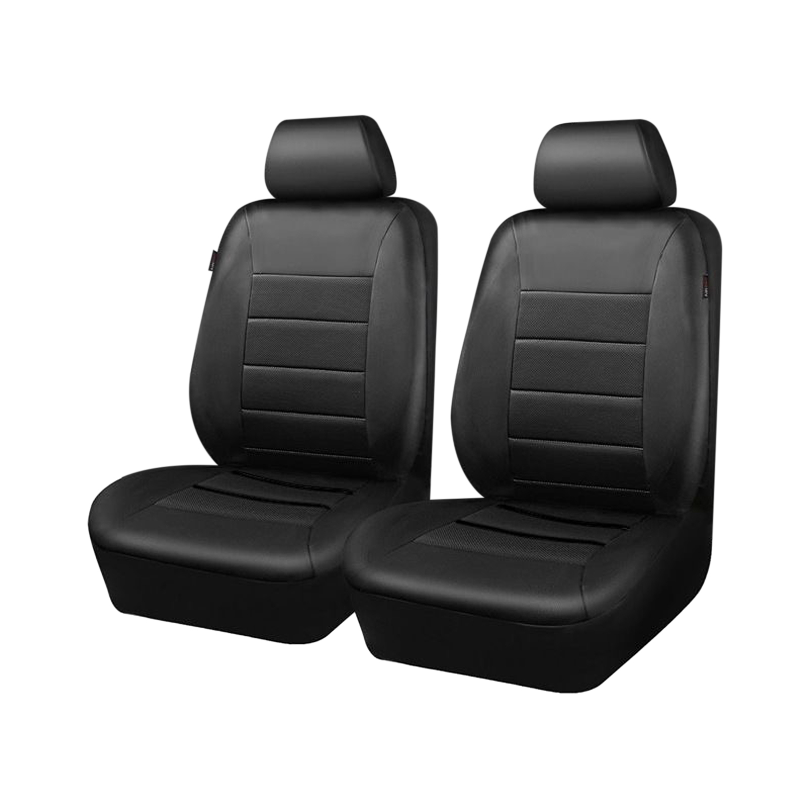 CACAGOO 9 Pcs Car Seat Covers Full Set – Classic Black Faux Leather Front & Rear Bench Protector, Comfortable Fit for Cars, Trucks & SUV