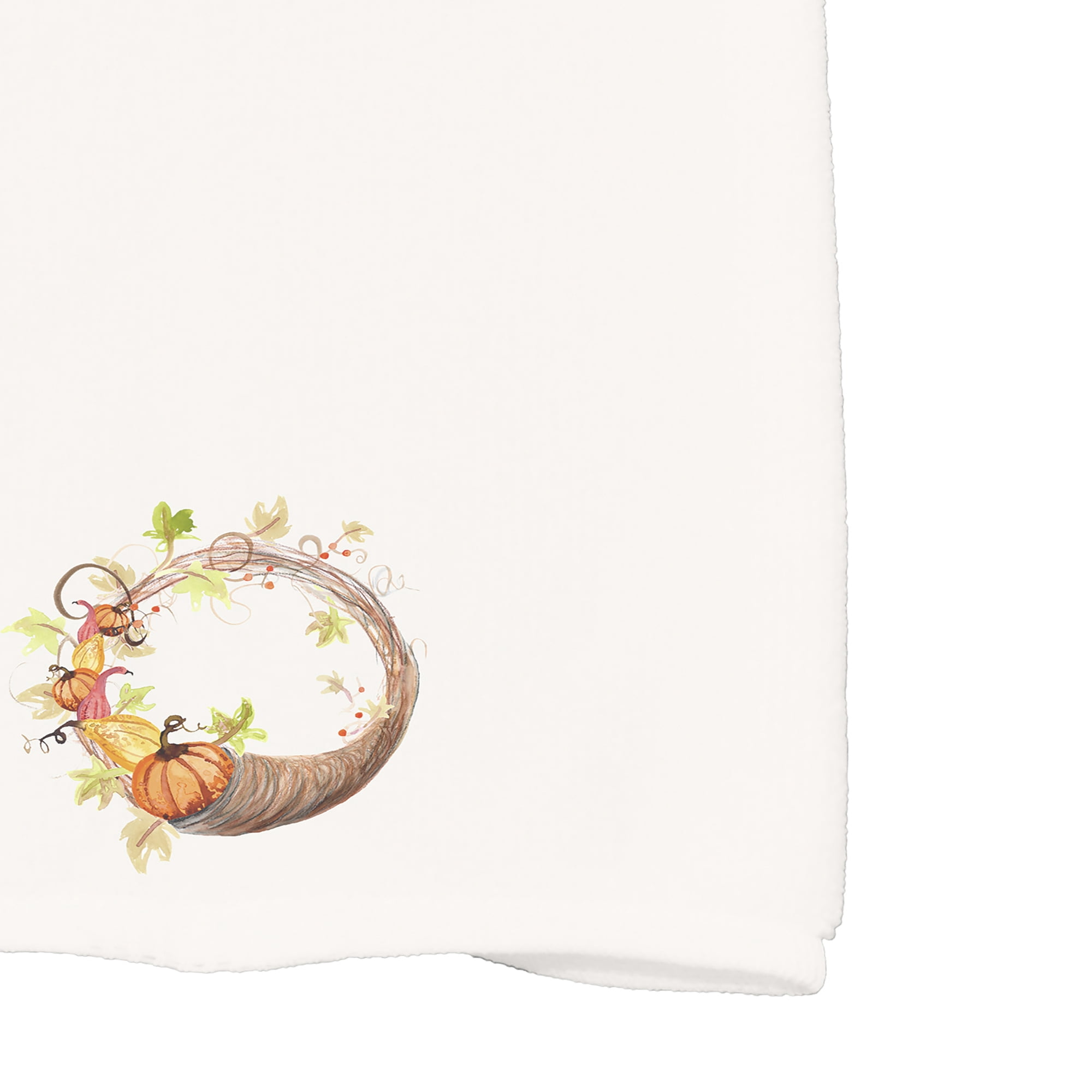 Simply Daisy Cornicopia Wreath 16 x 25 Inch Cream Fall Print Kitchen Towel