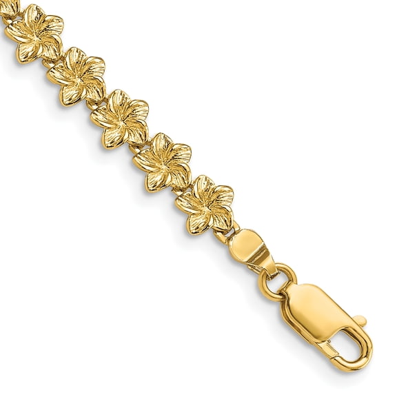 Primal Gold 14 Karat Yellow Gold Plumeria Flower Bracelet