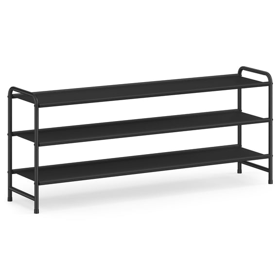 SONGMICS Long Metal Shoe Rack, 3-Tier Shoe Organizer, Holds up to 20 Pairs, Black