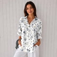 thumbnail image 4 of Nyfairy Women Floral Print Button Down Blouse, Long Sleeve Dressy Casual V Neck Loose Fit Shirts, 4 of 5