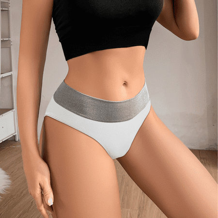 Fulorrnie Underwear for Women Seamless Comfort High Waisted Briefs Panties Cheeky Waistband Elastic Waist Panty  White  XS