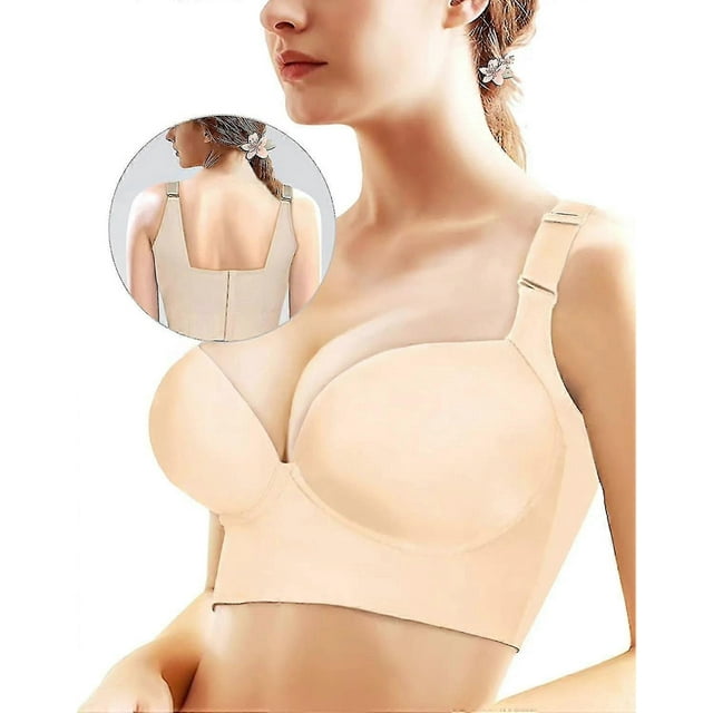 Women's Push Up Bra,full-coverage Underwire Bra,hide Back Fat Deep Cup Bra,smoothing T-shirt Bra,sculpting Uplift Bra