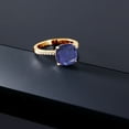 thumbnail image 4 of Gem Stone King 3.62 Ct Cushion Blue Lapis 18K Yellow Gold Plated Silver Ring, 4 of 5