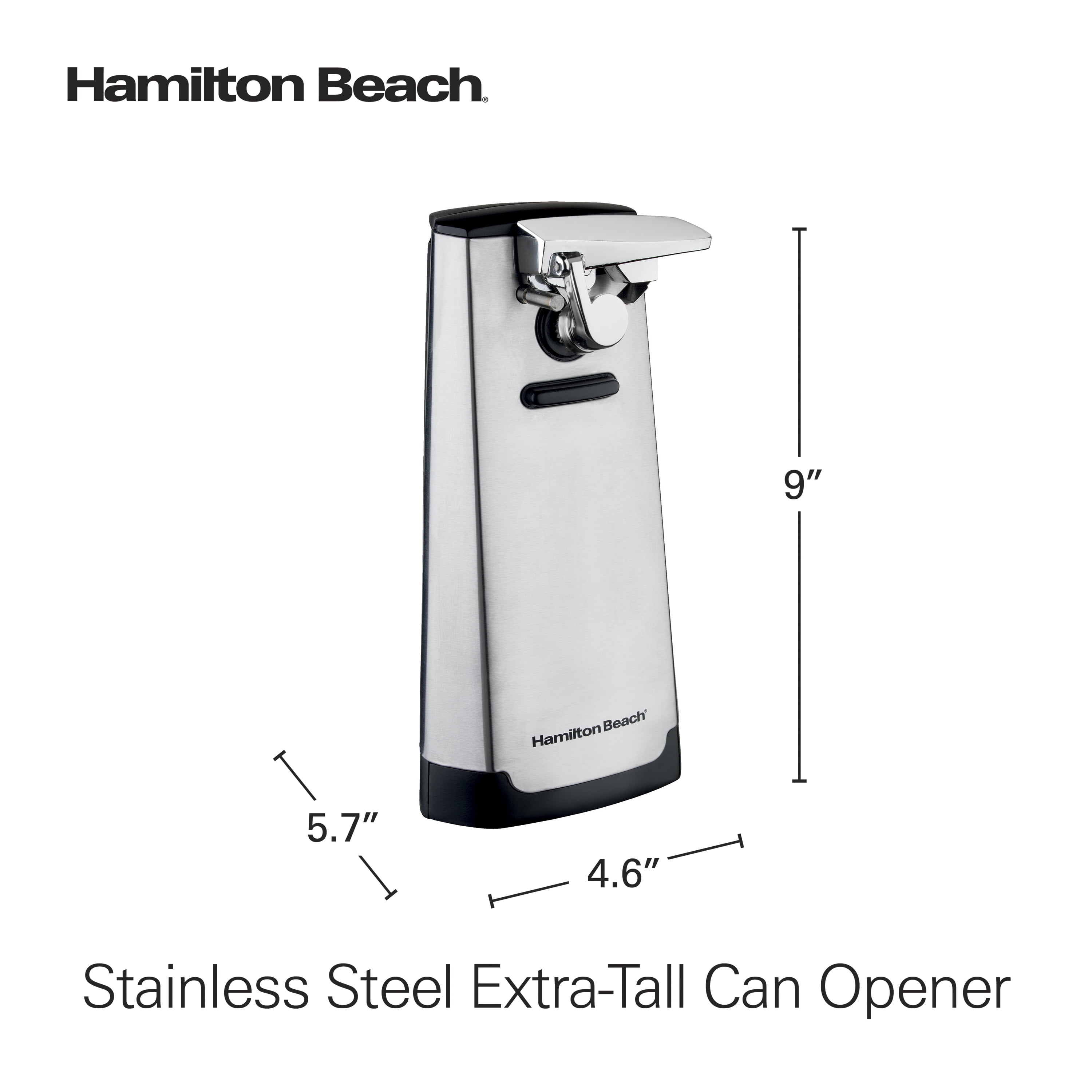  Hamilton Beach Electric Automatic Can Opener with Easy-Clean  Detachable Cutting Lever, Cord Storage, Knife Sharpener, Black (76702) :  Home & Kitchen