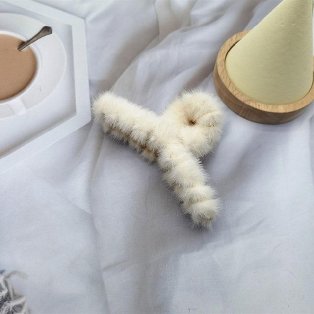 Pinzas grandes de felpa para el pelo, pinzas grandes para el pelo, pinzas antideslizantes para , pinzas de sujeción fuerte para - beige Soledad Clips de garra de pelo de mujeres