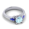 thumbnail image 3 of 2.50 Carat Unique Round Cut Aquamarine & Blue Sapphire Gemstone Engagement Ring for Ladies 18K White Gold Size 4.5 by Diamond-Capitals, 3 of 8