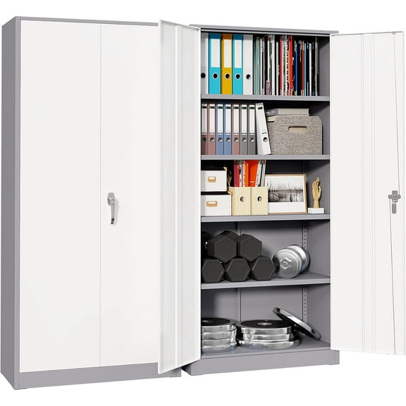 Pataku Garage Storage Cabinet Metal Locking Cabinet 5-Layer with Door Steel Multifunctional Storage Cabinet with 4 Adjustable Shelves, Tool Cabinets for Home, Office, Warehouse