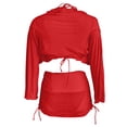 thumbnail image 5 of Womens Bikini Sets Women's 4 Piece Tankini Swimsuit with Sheer Cover Up and Tie Waist Two Piece Bikini Outfit for Beach Pool Halter Neck Sleeveless Solid Color Red M, 5 of 5