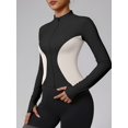 thumbnail image 4 of Top-kevin Women'S Sport Color-Block Jacket with Zipper Long Sleeve Tights Running Fitness Jacket Suitable for Cycling Yoga Sports, 4 of 6