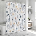thumbnail image 5 of Polyester Fabric Blue Yellow Spring Floral Shower Curtain, Watercolor Botanical Flowers Waterproof Bathtub Curtain Bathroom Decor Set with Hooks 66 x 72 Inches, 5 of 6