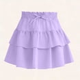 thumbnail image 4 of QTBIUQ Girls Tiered Ruffle Skirt Solid Color Casual Mini Skirt with Elastic Waist Bow Summer Layered Skirt, 4 of 9