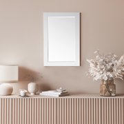 Ivy 24 Rectangular Bathroom Wood Framed Wall Mirror in White