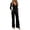 Black, variant on Pants Sets Women 2 Piece Outfits, Dressy V Neck Long Sleeve Twist Waist Buckle Textured Top & Wide Leg Pants Elegant Evening Dinner Pant Suit, 1 Top 1 Trouser Set, S-XL