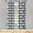 thumbnail image 3 of Rose Curtains 2 Panels Set, Romantic Composition with Petals and Foliage Leaves Monochrome Illustration, Window Drapes for Living Room Bedroom, 56"W X 95"L, Dark Blue and White, by Ambesonne, 3 of 5