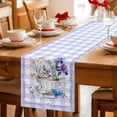 thumbnail image 5 of Spring Easter Table Runner 48 Inches, Bunny Botanical Flowers Leaves Purple Check Bed Runner Dresser Scarves Tabletop for Indoor Outdoor Parties/Ceremony/Banquet, 13" x 48", 5 of 8