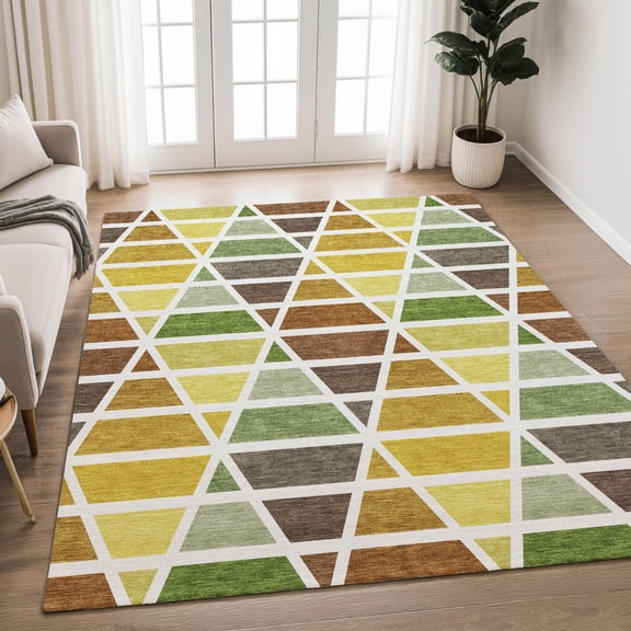 Addison Rugs Chantille Indoor/Outdoor Transitional Geometric Brown Machine Washable Rectangle Rug, 10' x 14'