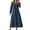 Navy#144, variant on LIIPEE Women Dresses Solid Color Loose Long Sleeve V Neck A-Line Midi Sundress Woman Comfortable Holiday Party Photoshoot Dress,Orange,Xl