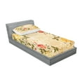 thumbnail image 2 of Ambesonne Vintage Fitted Sheet & Pillow Sham Set, Leaves Roses Floral, Twinxl, Yellow Green Pink, 2 of 2