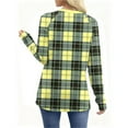 thumbnail image 5 of NuoCaiYun Womens Fashion Long Sleeve Shirt Plaid Print T-Shirt Casual Round Neck Lightweight Casual Tops, 5 of 6