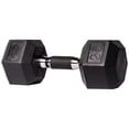thumbnail image 4 of PRISP Rubber Encased Hex Dumbbell - Cast Iron Hand Weight for Home Gym, Exercise and Fitness with Rubber Grip; Sold Individually, 4 of 8