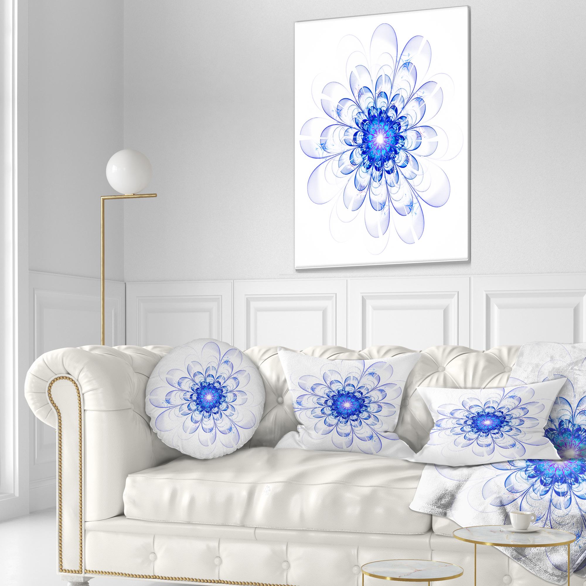Designart 12" x 20" Blue Polyester Throw Pillow