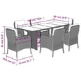 thumbnail image 5 of vidaXL 7 Piece Garden Dining Set with Cushions Grey Poly Rattan, 5 of 5