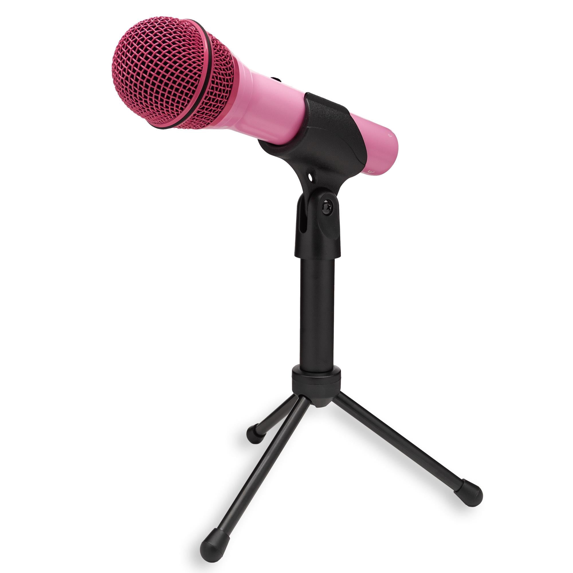 Samson Q2U USB and XLR Handheld Dynamic Microphone with Cardioid Polar Pattern (Pink) Bundle with Shock Mount and Desktop Boom Arm Microphone Stand (3 Items)