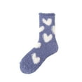 thumbnail image 3 of Women's Heart Print Coral Fleece Socks, Double Sided Plush Sleep Socks, Non-Slip Grip Ankle Socks, Cozy Home Wear, Soft Winter Bed Socks, Heart Pattern Design - Blue, 3 of 10