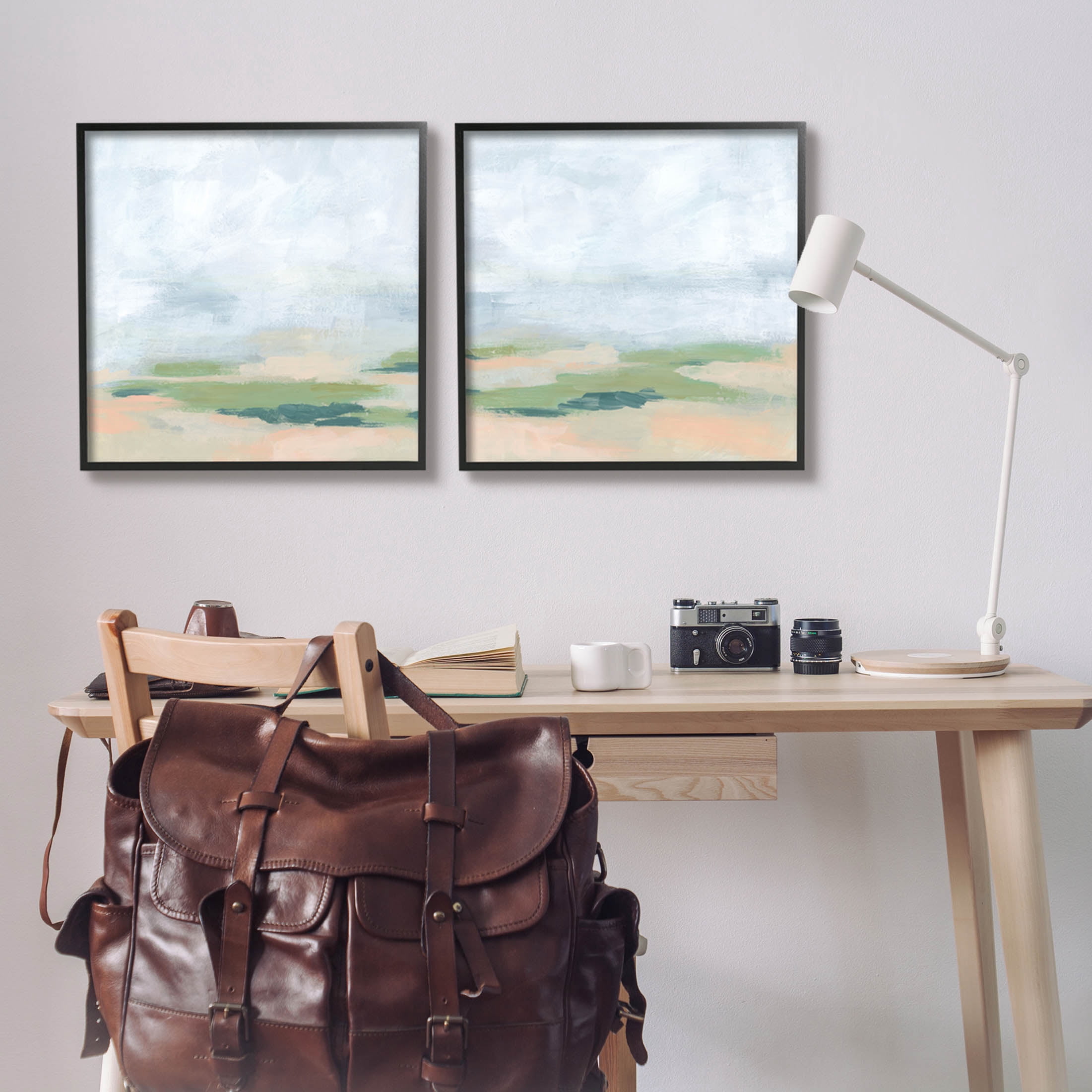 Stupell Industries Soft Abstract Landscape Scene Painting Black Framed Art Print Wall Art, Set of 2, Design by June Erica Vess