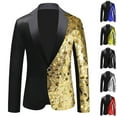 thumbnail image 4 of Rohuuque Sequin Blazer for Men Casual Suit Jacket Notched Lapel Banquet Fashion Wedding Guest Party Performance Blazer Red, 4 of 4