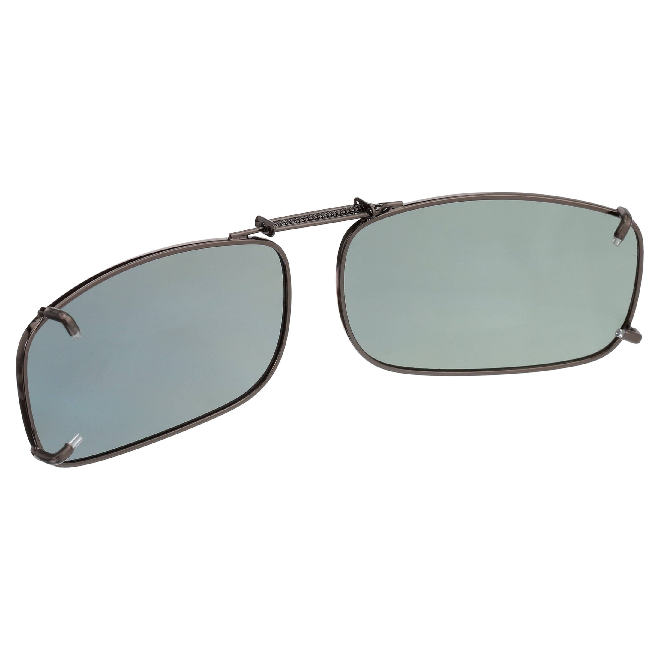 Polar Optics Unisex Flip Ups Rectangle Clip Ons Sunglasses Gray