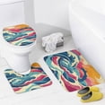 thumbnail image 4 of Colorful Summery Retro Style Waves 4 Piece Shower Curtain Sets Bathroom Sets with Shower Curtain And Rugs 4 Piece Luxury Elegant Texture Design Waterproof Personality Pattern Bath Curtain, 4 of 8
