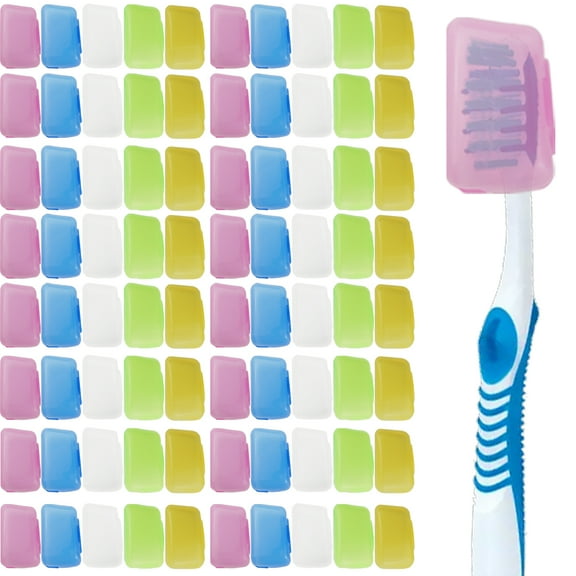 RONYOUNG 100PCS Portable Toothbrush Containers Travel Toothbrush Cap Cover Tooth Brush Caps Convenient for Travel, Home, Office and Hotel Use