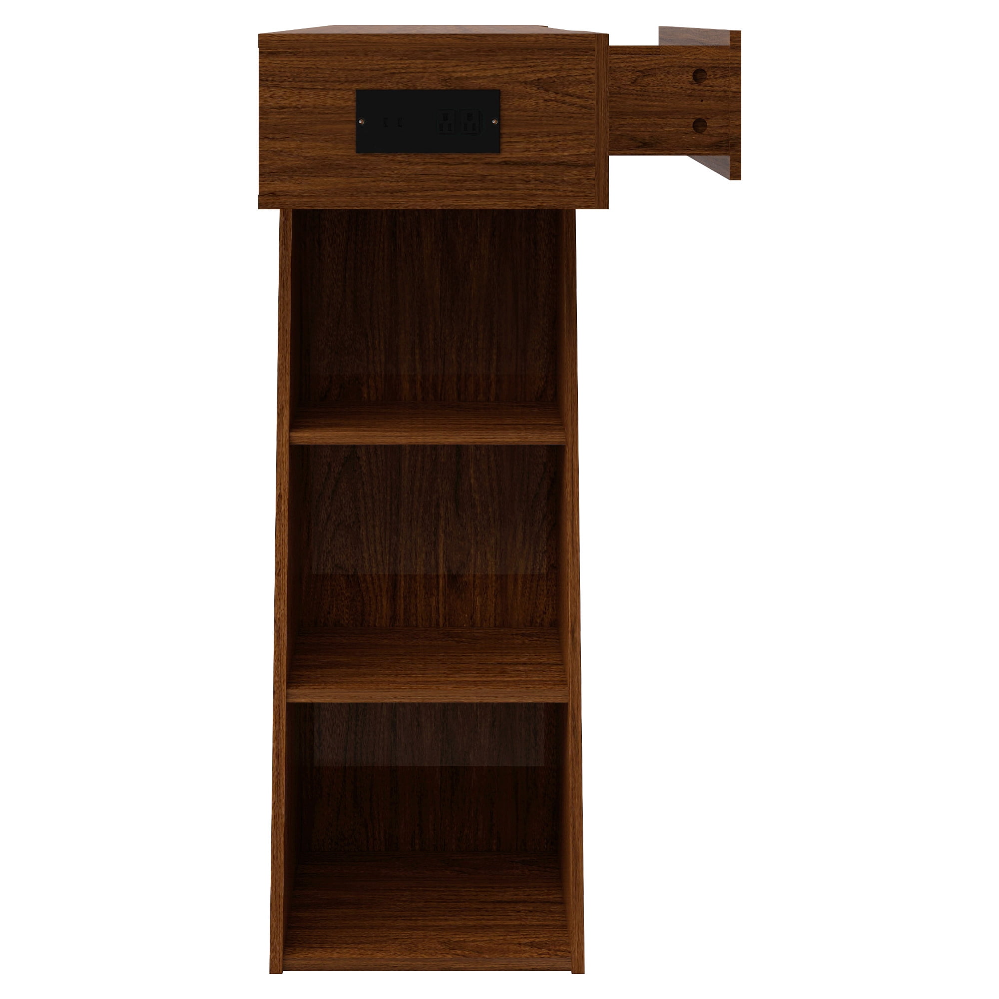 Console Table 59.84 Inch, Narrow Sofa Table with Built-In Power Outlet and Storage Shelf, Entryway Foyer Table and Behind Couch Table, Natural Wood and Brown