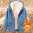 thumbnail image 2 of felwors Womens Winter Coats Plus Size Fleece Lined Sherpa Thermal Jacket Casual Zip-Up Hoodie Warm Outerwear with Pockets Light Blue, XXXL, 2 of 4