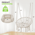 thumbnail image 2 of Magshion Hammock Chair Macrame Swing Chair with Cushion, 350lbs Weight Capacity, Hanging Chair Cotton Rope Hammock Chair Swing for Indoor and Outdoor Use, White, 2 of 8