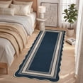 thumbnail image 2 of Nanan Scalloped Runner Rug 2'x6' Edge Jute Rug, Washable Non Slip Low Pile Indoor Outdoor Rug Farmhouse Carpet for Living Room Dining Room Patio Entryway, Blue, 2 of 7
