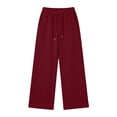 thumbnail image 5 of Liuinsasek Women's Winnter Casual Comfortable Outdoor Sports Pants Solid Color High Waisted Loose With Drawstring And Pocket Pants Straight Leg Sweat Pants, 5 of 10