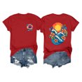 thumbnail image 1 of Lydiaunistar Women's Spring Tops Plus Size Vintage Humor Print Round Neck Short Sleeve T-Shirt - Lightweight Stretch Polyester-Spandex Blend for Summer Red, 1 of 3