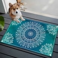 thumbnail image 4 of Teal Blue Boho Bathroom Mats 2x3 FT,Non Slip Small Kitchen Mat,Retro White Rustic Flower Ethnic Pattern Washable Soft Backed Front Door Throw Rugs Indoor Outdoor Doormats for Entryway Sink, 4 of 8