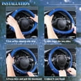 thumbnail image 6 of CAR GRAND Bling Diamond Leather Steering Wheel Cover, with Bling Sparkly Crystal Glitter Rhinestones Universal Fit 14" 1/2-15" Car Wheel Protect for Women Girl Fit Suvs,Vans,Sedans,Cars,Trucks, Blue, 6 of 8