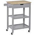 thumbnail image 1 of HOMCOM Kitchen Cart with Rubber Wood Top, Drawer, Shelves and Towel Rack, 1 of 10