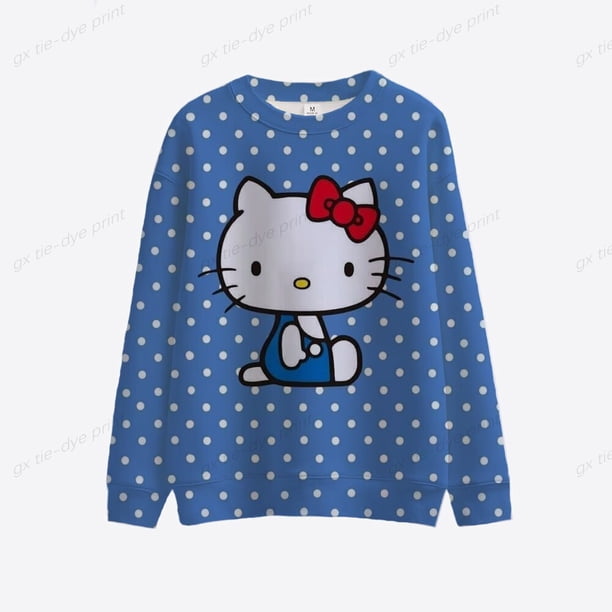 Sudadera de Hello Kitty para mujer, suéter informal de dibujos animados, ropa de primavera, Otoño e Invierno