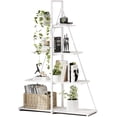 thumbnail image 1 of 4 niveles ladder a-shaped de esquina estante - free standing, steel frame, almacenamiento rack organizer para oficina en casa, sala de estar, o kitchen (blanca), 1 of 8