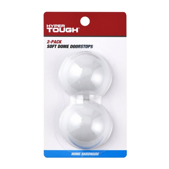 Hyper Tough New Soft Dome Doorstop Hardware, White, 2 Pack, Assembled Product Depth 6.75 in, Product Height 1.1 in,Product Width 3.8 in. Plastic