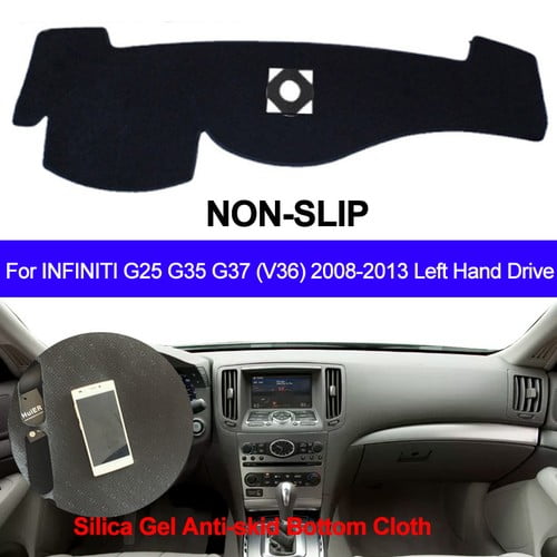 Leather For Infiniti G25 G35 G37 2008 - 2013 Dashboard Protects Cover Dash Mat Non-Slip Black