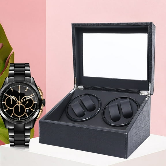 Peakora PU 4 6 Watch Winder, Luxury Design with 4 Rotating Watch Slots and 6 Additional Storage Compartments, Ideal for Watch Display and Storage